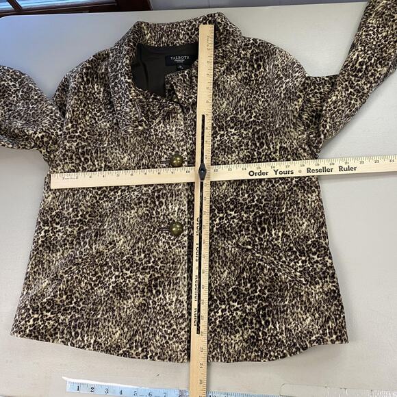 Talbots Velour Skirt Suit Womens 8P Brown Animal Print Jacket Skirt Set 8 Petite - Picture 6 of 16